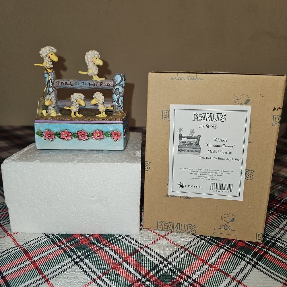 Jim Shore Peanuts Music Box "The Christmas Play" Woodstock Figurine Table Decor - Picture 8 of 8